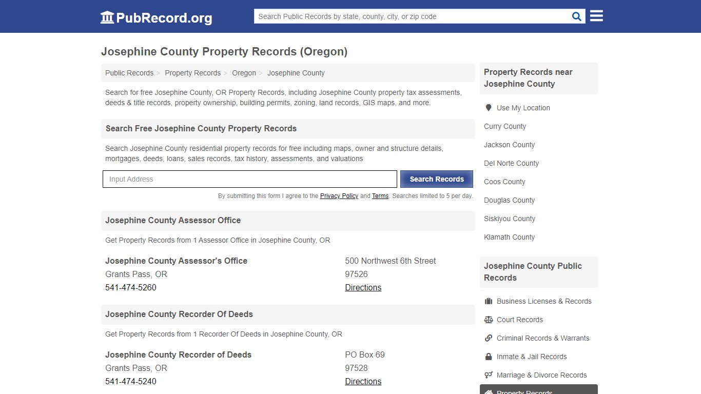 Josephine County Property Records (Oregon) - Public Record