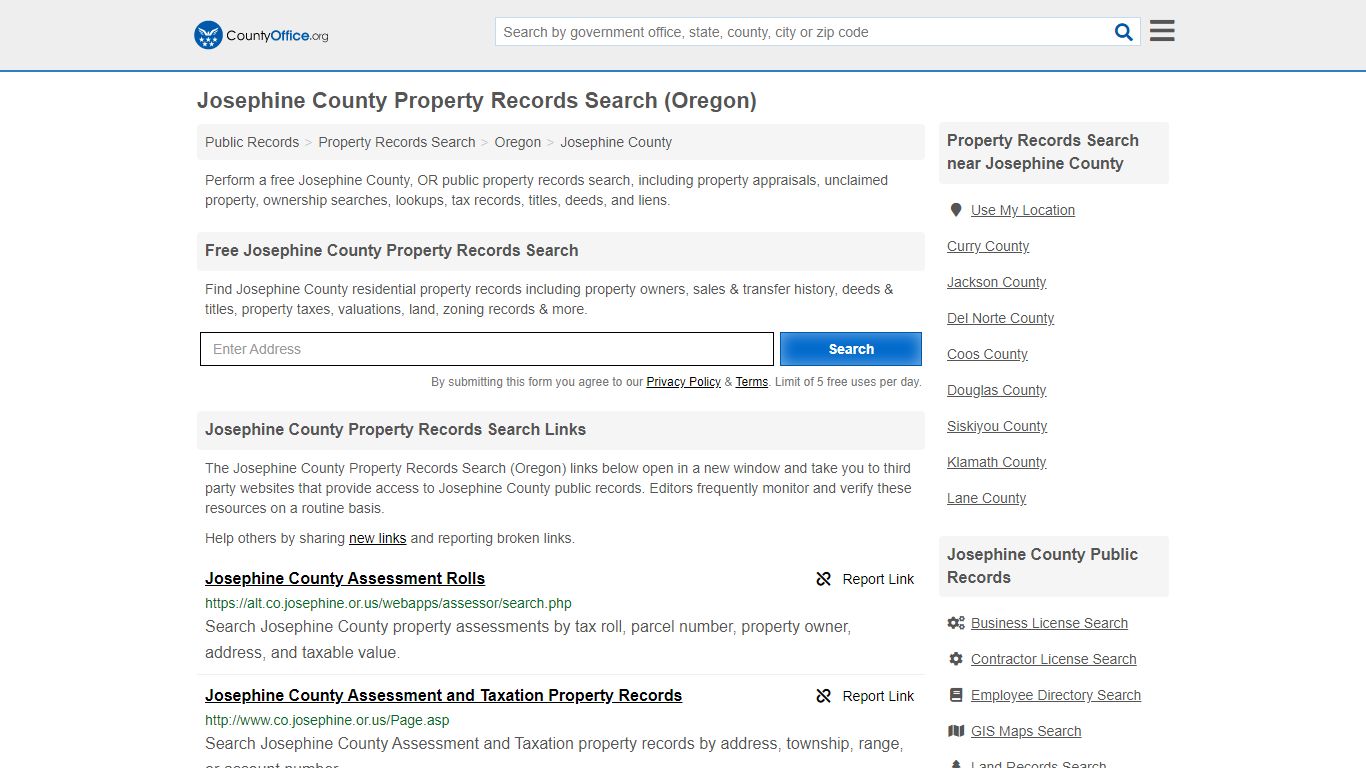 Property Records Search - Josephine County, OR ...